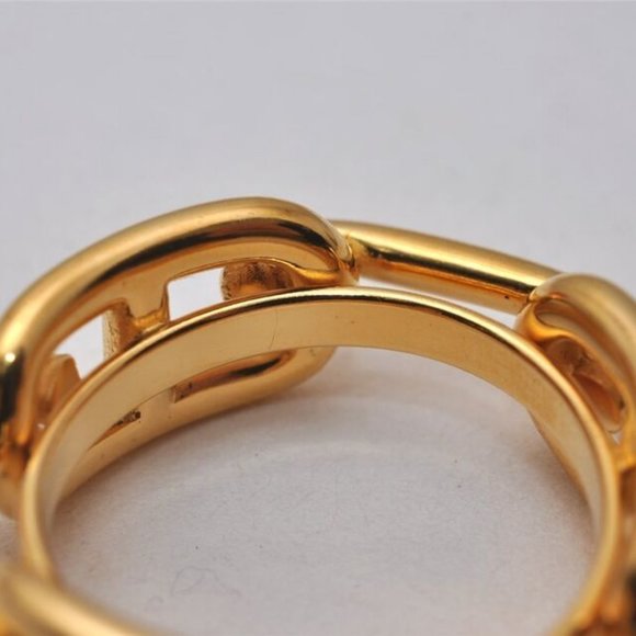 Authentic HERMES Scarf Ring Chaine d'Ancre Chain Design Gold Tone 5 - Picture 12 of 16